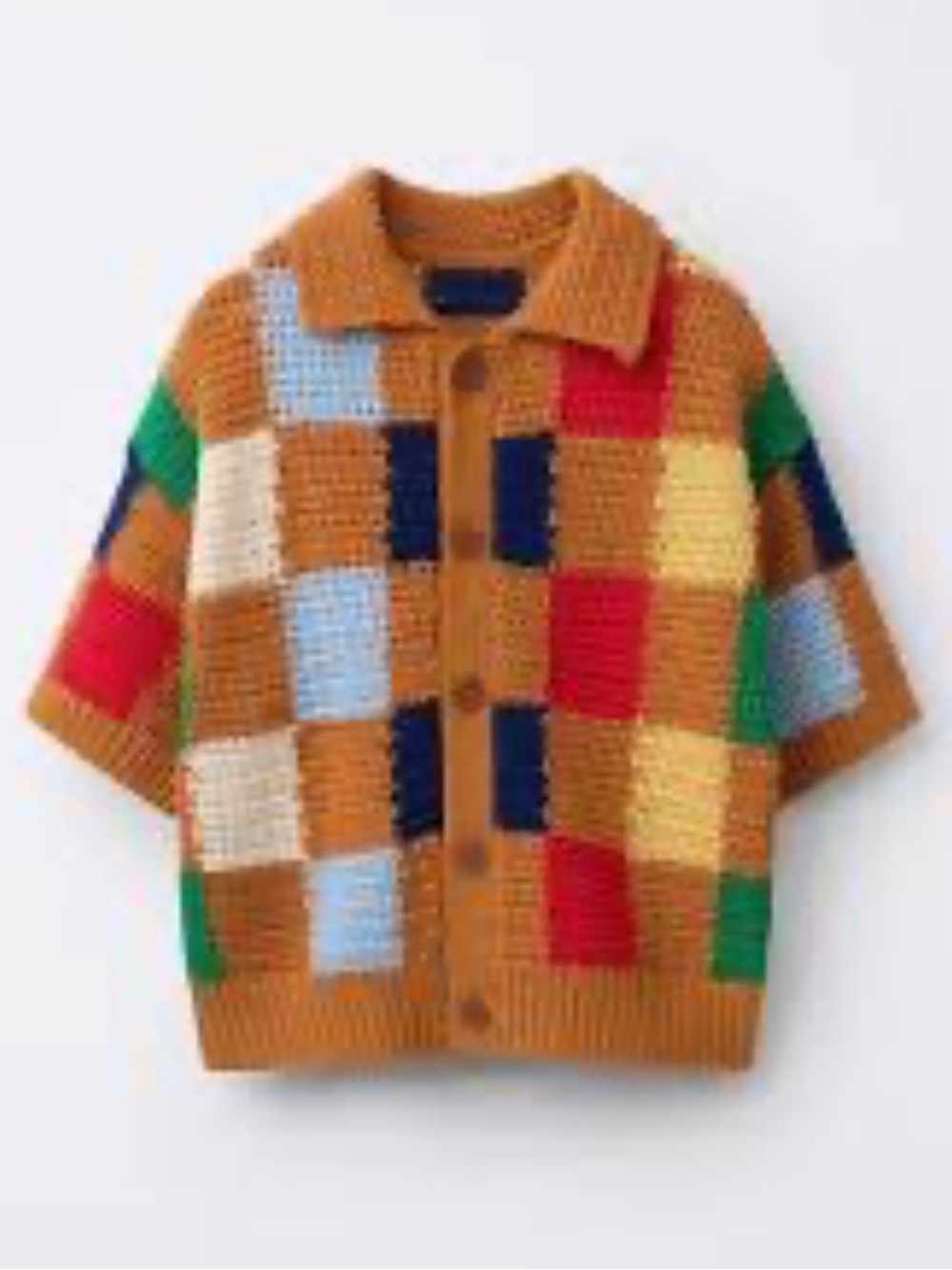 Zara Boys Cotton Color-block Button Down Sweater Short sleeve top Sz 2 yrs